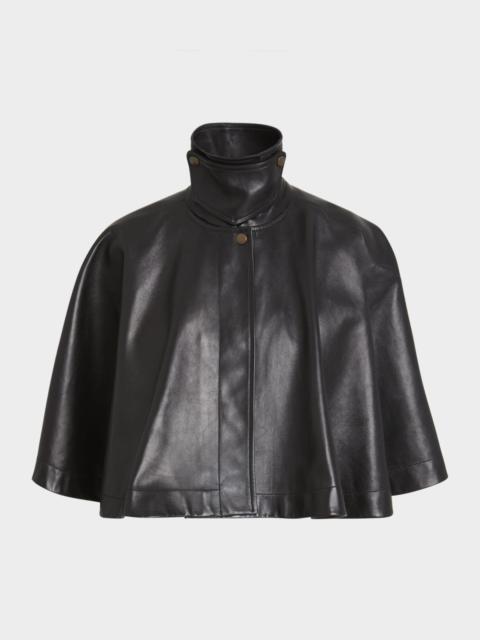 Soft Napa Leather Capelet Jacket