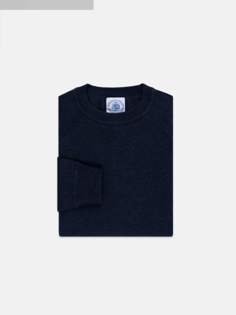 J. PRESS NAVY COTTON/WOOL CREWNECK SWEATSHIRT - TRIM FIT