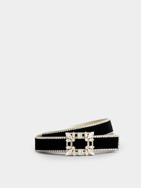 Roger Vivier Broche Vivier Buckle Belt in Velvet