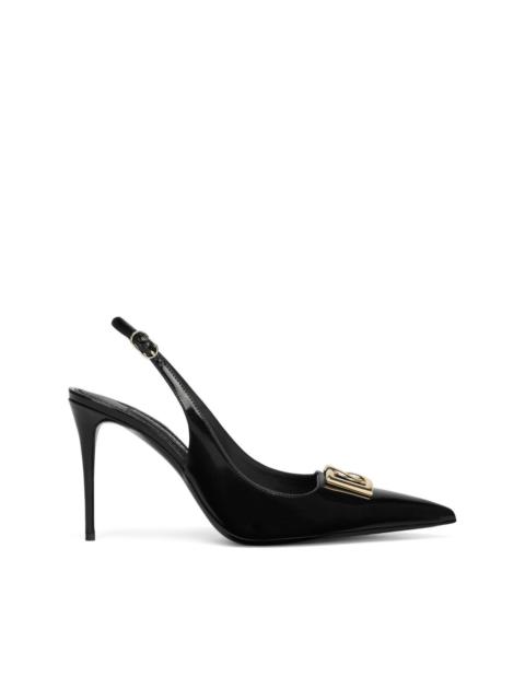 Dolce & Gabbana logo-plaque heeled slingback pumps
