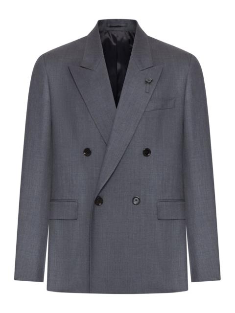 LARDINI TAILORED DOUBLE-BREASTED BLAZER IN WOOL AND SILK BLEND