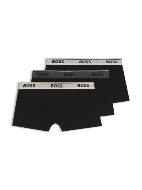 BOSS THREE-PACK OF STRETCH-COTTON TRUNKS WITH LOGO WAISTBANDS