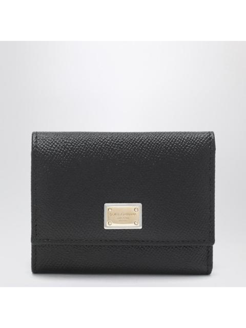 Dolce & Gabbana Dolce&Gabbana Black Dauphine Leather Wallet With Logo Plaque Women