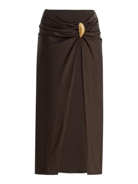 SIMKHAI Eiana Shell-Detailed Midi Skirt brown