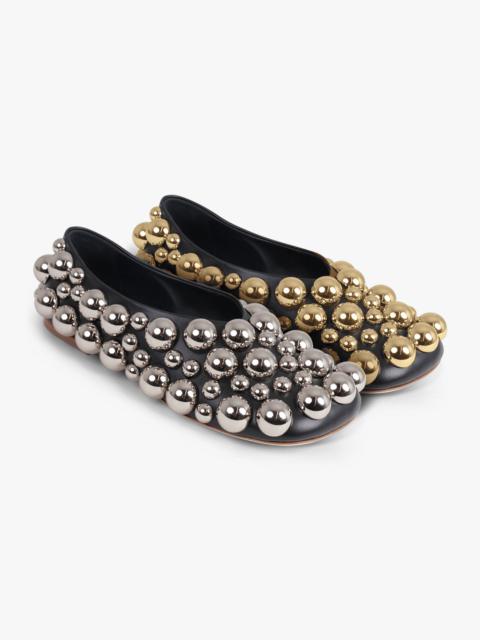 A.W.A.K.E. MODE MISMATCHED DORA EMBELLISHED FLAT SLIPPER | BLACK/SILVER/GOLD