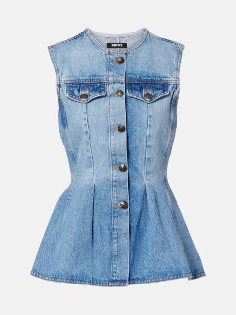 ROTATE Zoey peplum denim top