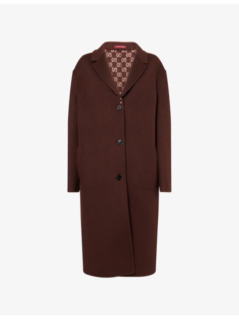 GUCCI Monogram-Pattern Notch-Lapel Wool Coat