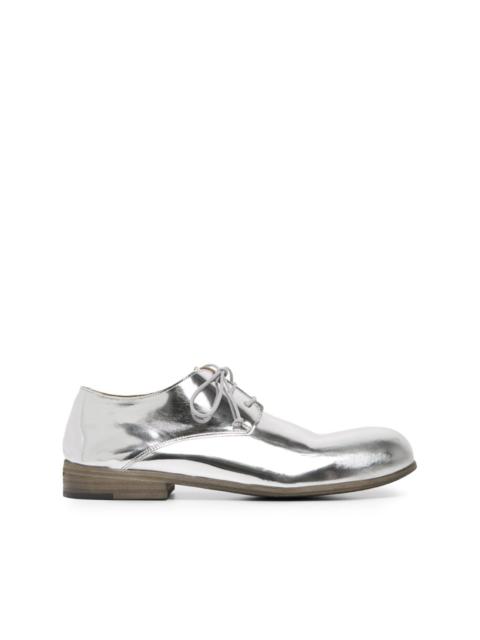 metallic leather derby shoes