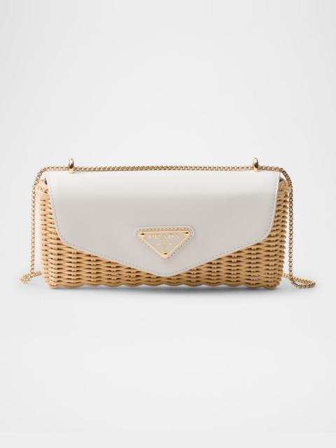 Wicker and Leather Mini Crossbody Bag