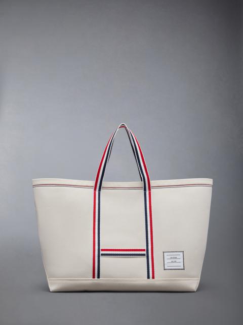 Thom Browne Off White Double Face Cotton Canvas Medium Tool Tote Bag