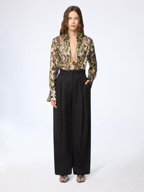 NINA RICCI Wide-Leg Pleated  Wool Gabardine Pants