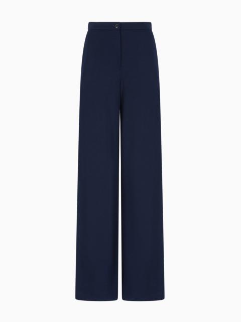 EMPORIO ARMANI ICON COMPACT PIQUÉ PALAZZO TROUSERS