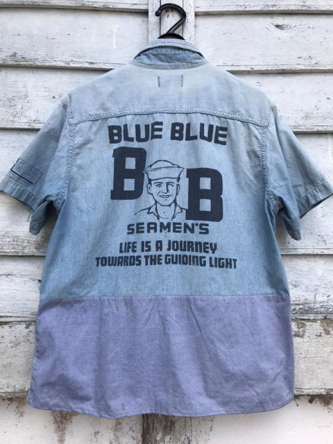 Rare Blue Blue Seamen’s Life Patch work Button Shirt
