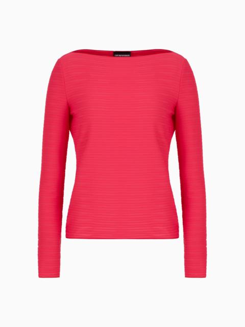 EMPORIO ARMANI Stretch jacquard nylon jersey boat-neck jumper