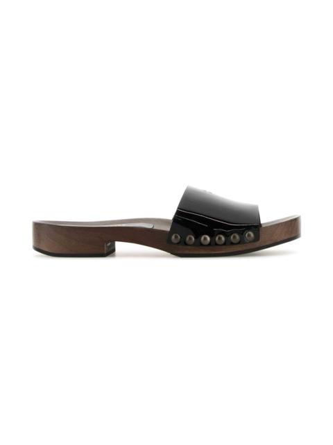 Miu Miu Black Leather Clogs