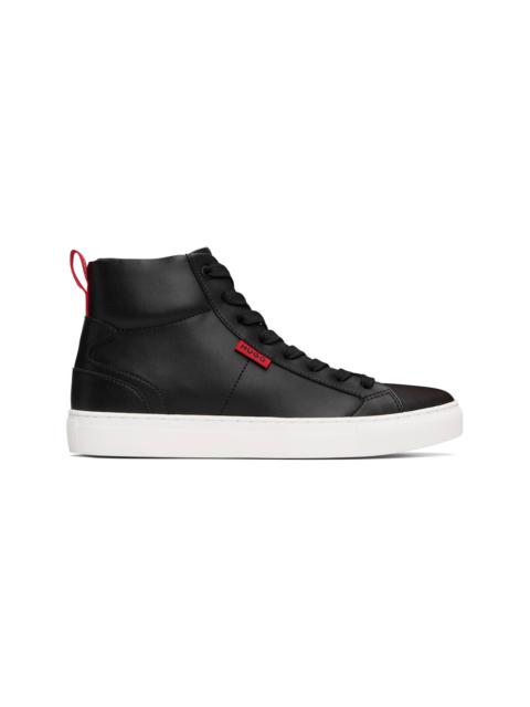 HUGO Black Faux-Leather High-Top Sneakers