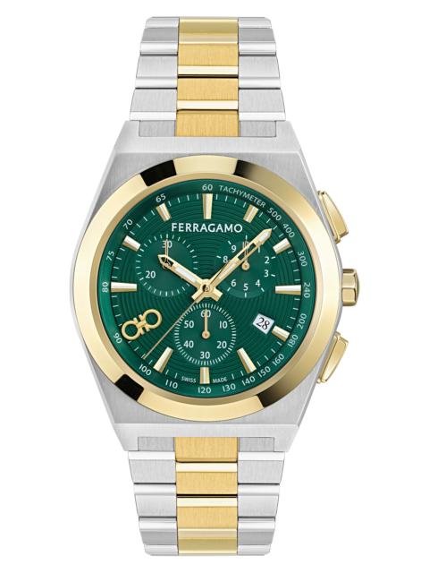 FERRAGAMO FERRAGAMO Vega Upper East Two-Tone Bracelet Chronograph Watch, 42mm in Two Tone at Nordstrom
