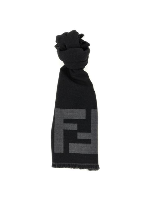 FENDI FENDI FF Macro Black Wool Scarf New & Authentic