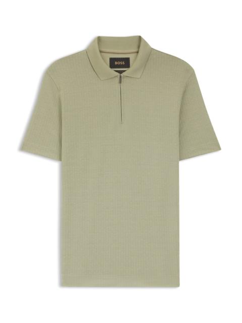 BOSS COTTON-SILK POLO SHIRT WITH ZIP NECK