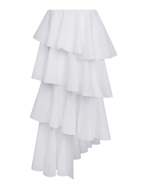 Alaïa Spiral Cotton-Linen Skirt white