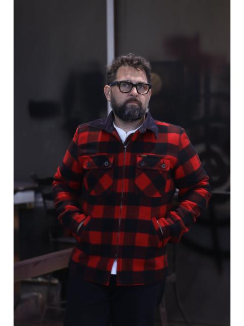 Iron Heart WOOL BUFFALO CHECK BUSH JACKET - RED IHW-20-RED