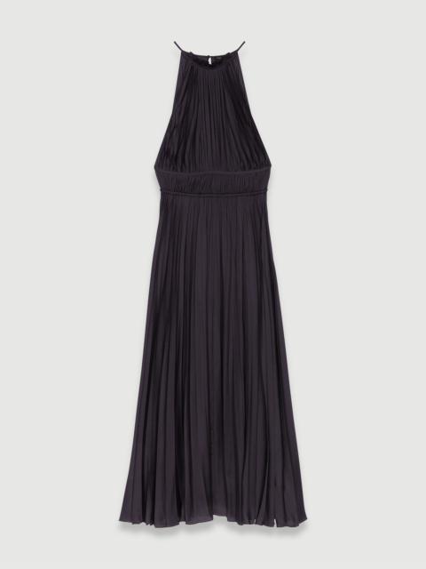 maje Pleated satin maxi dress
