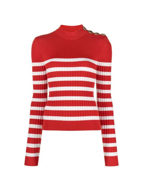 Balmain striped roll-neck jumper