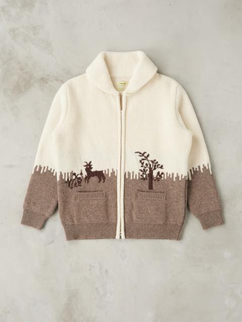 DE BONNE FACTURE French Merino Wool Jacquard Zipped Sweater - Goat & Tree