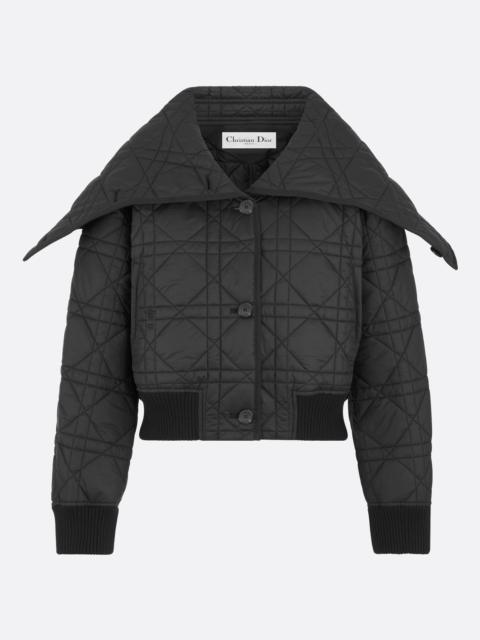 Macrocannage Bomber Jacket with Oversized Collar