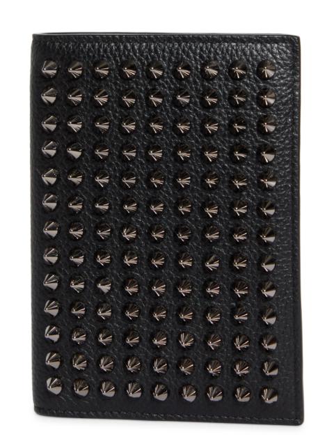 Christian Louboutin Funky Studded Leather Passport Holder in Black/Gun Metal at Nordstrom