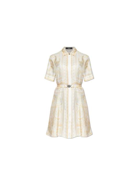VERSACE VERSACE Cream Silk Dress New And Authentic (Women's size:IT