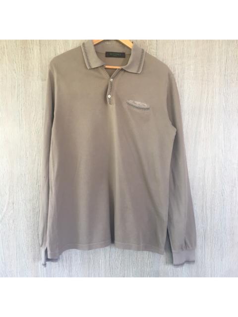 Etro Brown Long Sleeve Polo Shirt Made In Italy