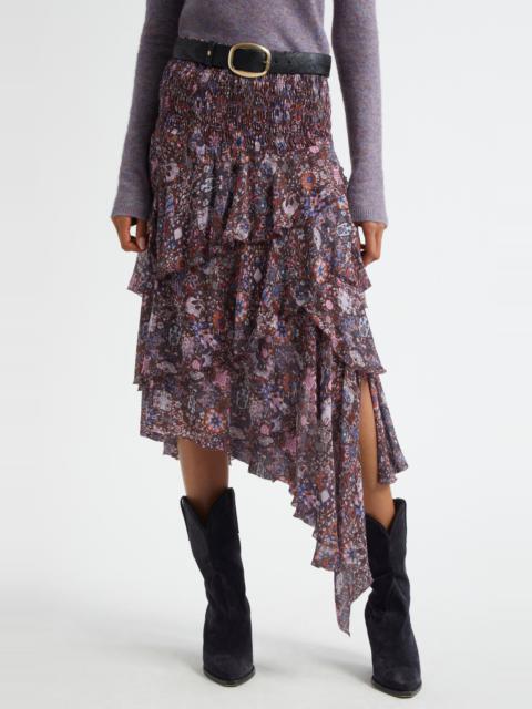 Isabel Marant Étoile Isabel Marant Étoile Brigitte Smocked Waist Tiered Chiffon Midi Skirt in Plum at Nordstrom