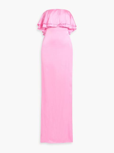 RETROFÊTE Queenie strapless ruffled satin maxi dress