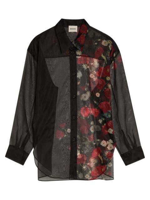 KHAITE Khaite Goya Floral-print Silk-organza Shirt