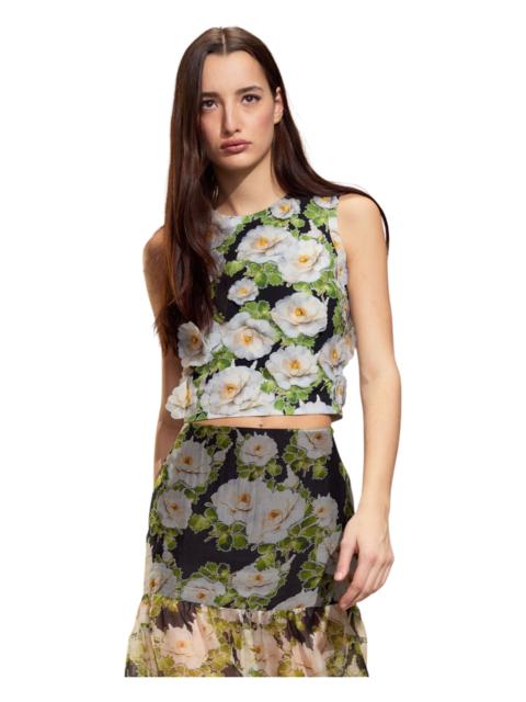 CYNTHIA ROWLEY Cynthia Rowley Cornelia Flower Applique Top in Black Floral at Nordstrom
