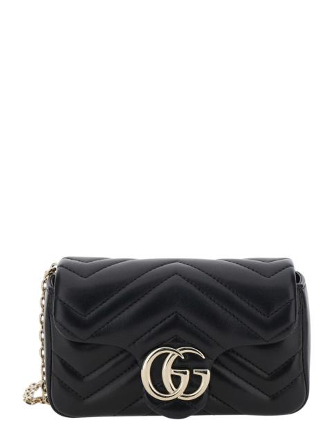 GUCCI Gucci Women 'Ophidia' Black Mini Bag With Chain-Link Shoulder Strap And Gg Plaque On The Front In Le