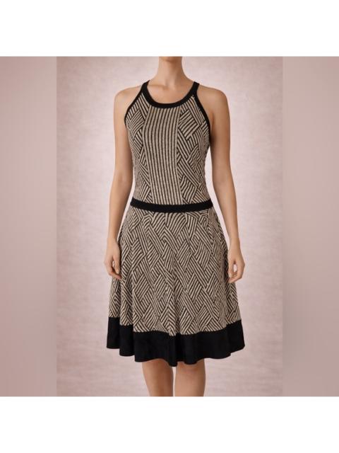 Other Designers Parker Black and Cream Geometric Dress
