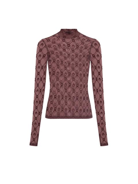 Marine Serre Moonogram Mesh Flock Ls Highneck Top