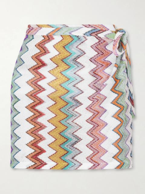 Missoni Striped Metallic Crochet-knit Mini Skirt