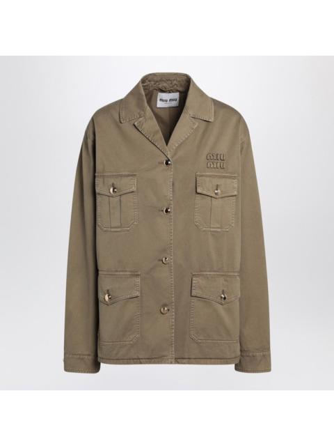 Miu Miu Miu Miu Olive Green Cotton Satin Jacket Women