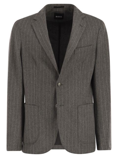 BOSS Boss Men Slim-Fit Blazer In Stretch Striped Flannel