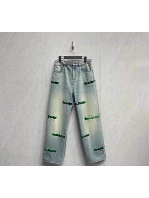 Louis Vuitton Louis Vuitton flocked logo washed denim jeans