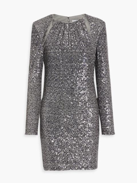 Other Designers Cutout sequined stretch-tulle mini dress