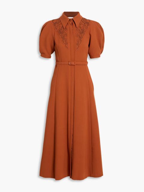 GABRIELA HEARST Billy embroidered wool-crepe midi shirt dress