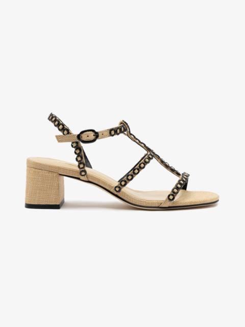 Larroudé Milanina Block Sandal In Beige Raffia