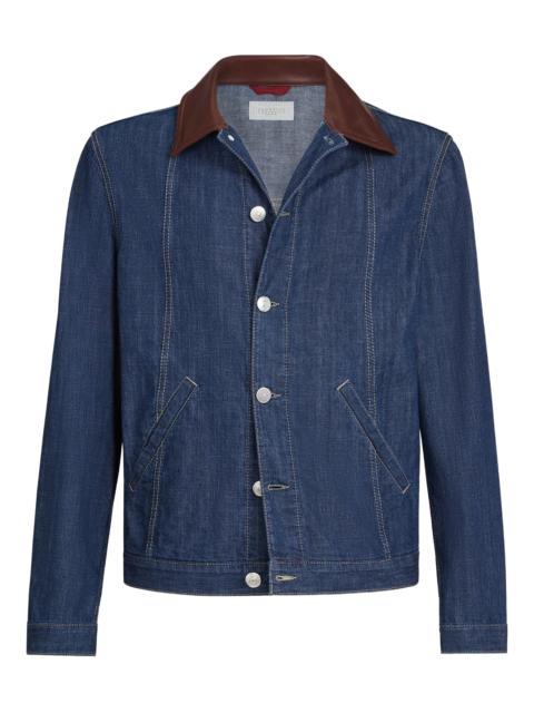 Brunello Cucinelli Brunello Cucinelli Leather Collar Denim Jacket