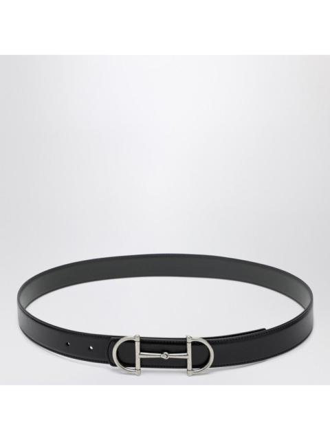 GUCCI Gucci Reversible Black/Dark Grey Leather Belt With Horsebit Buckle Men