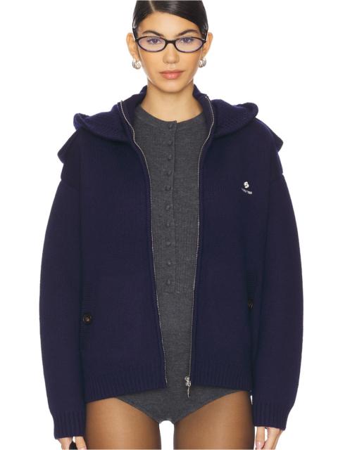 SHUSHU/TONG Double Collar Zip-up Knit Jacket