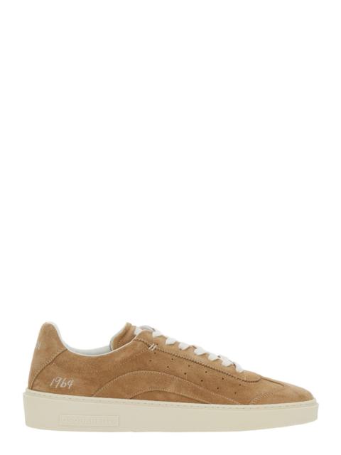 DSQUARED2 Dsquared2 Men Beige Low Top Sneakers With Logo Patch On The Tongue And Logo Lettering On The Heel In